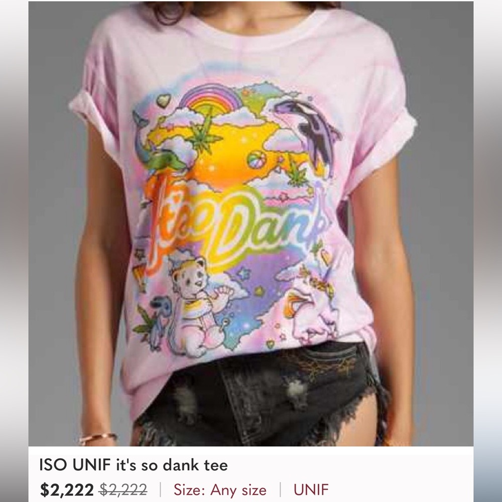 FOR SALE UNIF “It’s So Dank” T - Lisa Frank Weed / Cannabis Parody - HTF Archive - Picture 3 of 17